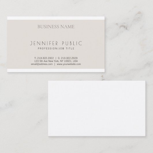 Creative Modern Minimalist Design Plain Trendy Visitekaartje (Voorkant / Achterkant)