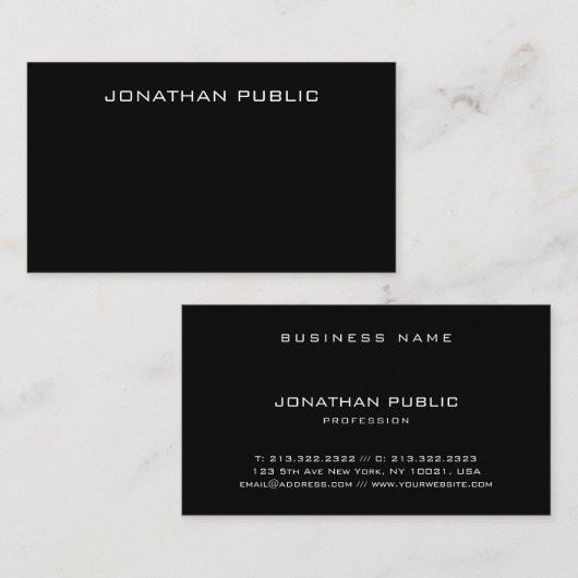 Creative Modern Minimalist Elegant Black Slank Bov Visitekaartje (Voorkant / Achterkant)