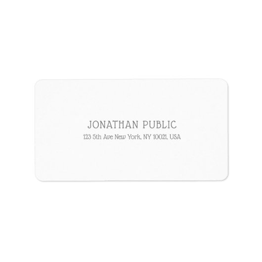 Creative Modern Minimalist Elegant Plain White Etiket (Voorkant)