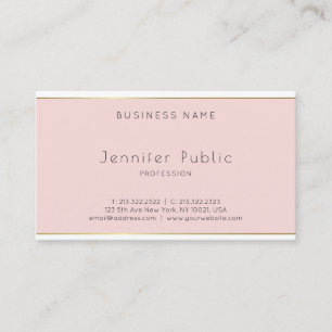 Creative Modern Minimalist Pink Gold White Plain Visitekaartje