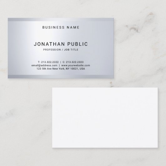 Creative Modern Minimalistic Silver Search Sjabloo Visitekaartje (Voorkant / Achterkant)