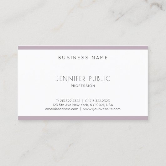 Creative Modern Minimalistical Plain Paars White Visitekaartje (Achterkant)