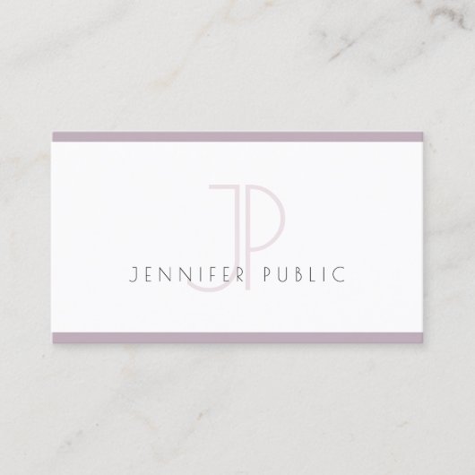 Creative Modern Minimalistical Plain Paars White Visitekaartje (Voorkant)