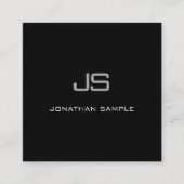 Creative Modern Monogram Black White Simple Plain Vierkante Visitekaartje (Voorkant)