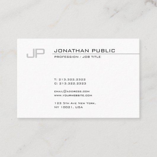 Creative Modern Monogram Cool Simple Sjabloon Top Visitekaartje (Voorkant)