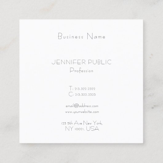 Creative Modern Monogram Design Trendy Elegant Vierkante Visitekaartje (Achterkant)