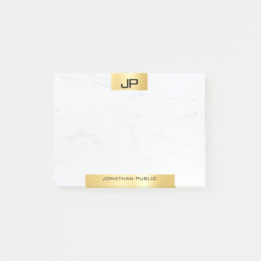 Creative Modern Monogram Goud Marmer Initialen Post-it® Notes (Voorkant)