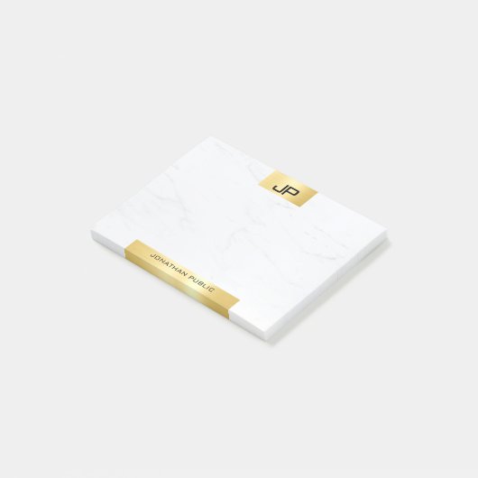 Creative Modern Monogram Goud Marmer Initialen Post-it® Notes (Schuin)