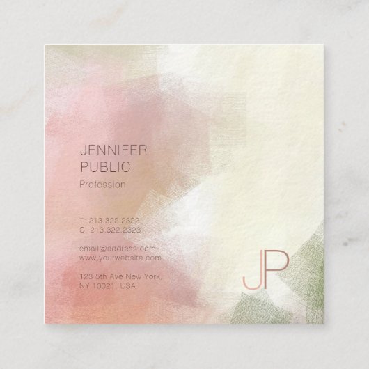 Creative Modern Monogram Luxe Elite Sjabloon Vierkante Visitekaartje (Achterkant)