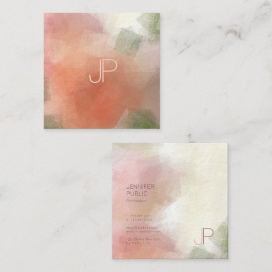 Creative Modern Monogram Luxe Elite Sjabloon Vierkante Visitekaartje (Voorkant / Achterkant)