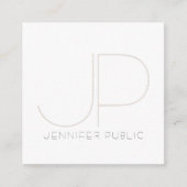 Creative Modern Monogram Professional Chic Plain Vierkante Visitekaartje (Voorkant)