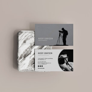 Creative Modern Photographer White en Grey Visitekaartje