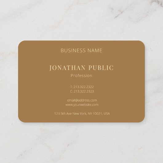 Creative Modern Plain Gold Monogram Text Trendy Visitekaartje (Achterkant)