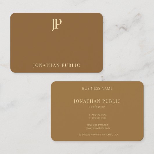 Creative Modern Plain Gold Monogram Text Trendy Visitekaartje (Voorkant / Achterkant)