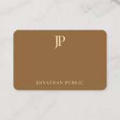 Creative Modern Plain Gold Monogram Text Trendy Visitekaartje (Voorkant)
