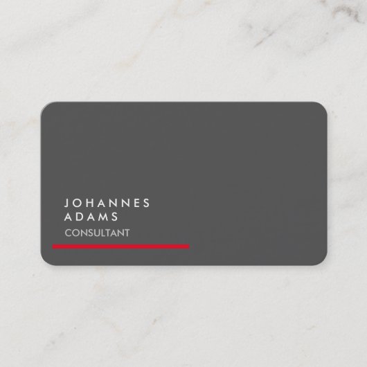 Creative Modern Plain Grey Red Trendy Visitekaartje (Voorkant)