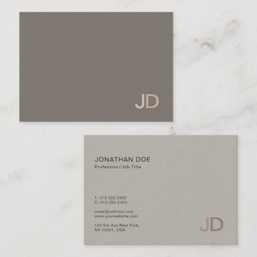 Creative Modern Professional Monogram Plain Luxe Visitekaartje (Voorkant / Achterkant)