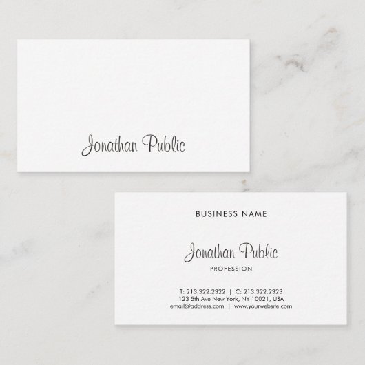 Creative Modern Script Clean Professional Trendy Visitekaartje (Voorkant / Achterkant)