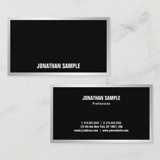 Creative Modern Silver Elegant Simple Plain Trendy Visitekaartje (Voorkant / Achterkant)