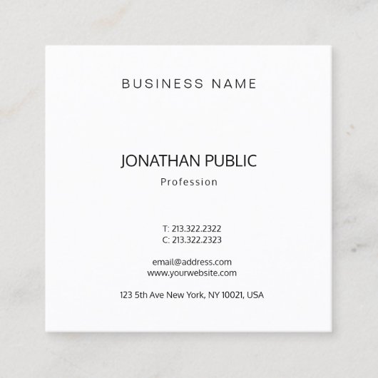 Creative Modern Sjabloon Professional Trendy Luxe Vierkante Visitekaartje (Voorkant)
