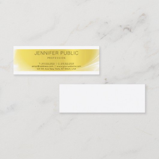 Creative modern, stijlvol design Gold Trendy Plain Mini Visitekaartje (Voorkant / Achterkant)