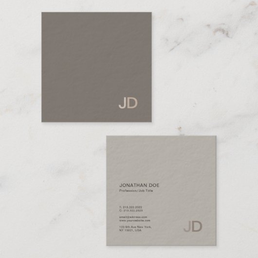 Creative Modern Trendy Design Monogram Plain Luxe Vierkante Visitekaartje (Voorkant / Achterkant)