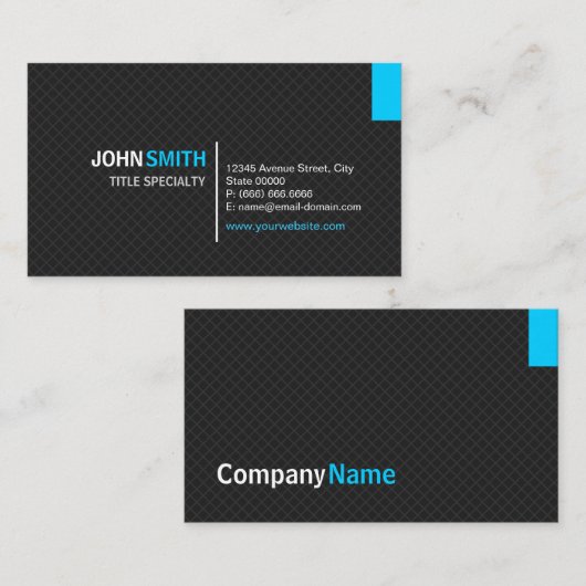 Creative Modern Twill Grid - Black en Sky Blue Visitekaartje (Voorkant / Achterkant)