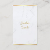 Creative Modern White Marble Gold Hand Script Luxe Visitekaartje (Voorkant)