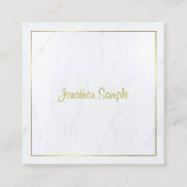 Creative Modern White Marble Gold Script Luxurous Vierkante Visitekaartje (Voorkant)