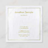 Creative Modern White Marble Gold Script Luxurous Vierkante Visitekaartje (Achterkant)
