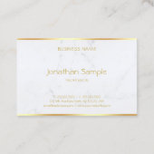 Creative Modern White Marble Gold Text Sjabloon Visitekaartje (Achterkant)