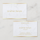 Creative Modern White Marble Gold Text Sjabloon Visitekaartje (Voorkant / Achterkant)