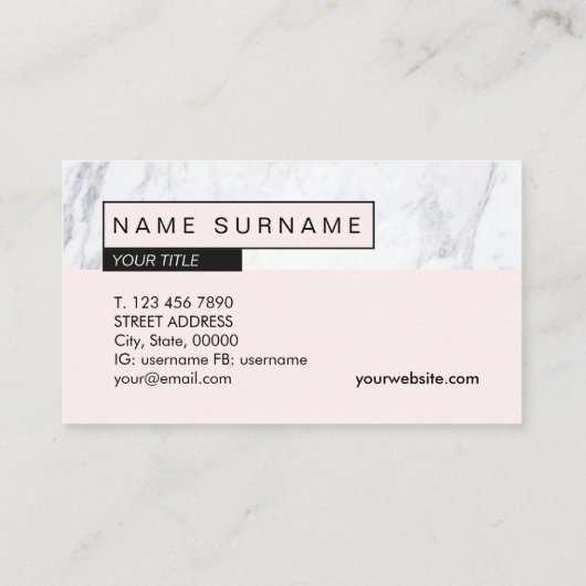Creative moderne marmer Pastel Roze Loyalty Visitekaartje (Achterkant)