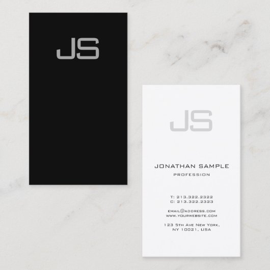 Creative Monogram Black White, modern, eenvoudig p Visitekaartje (Voorkant / Achterkant)