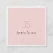 Creative Monogram Design Clean Pink Plain Luxe Vierkante Visitekaartje (Voorkant)
