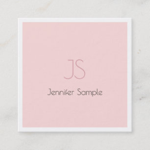 Creative Monogram Design Clean Pink Plain Luxe Vierkante Visitekaartje