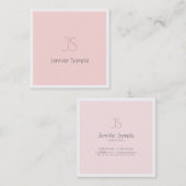 Creative Monogram Design Clean Pink Plain Luxe Vierkante Visitekaartje (Voorkant / Achterkant)