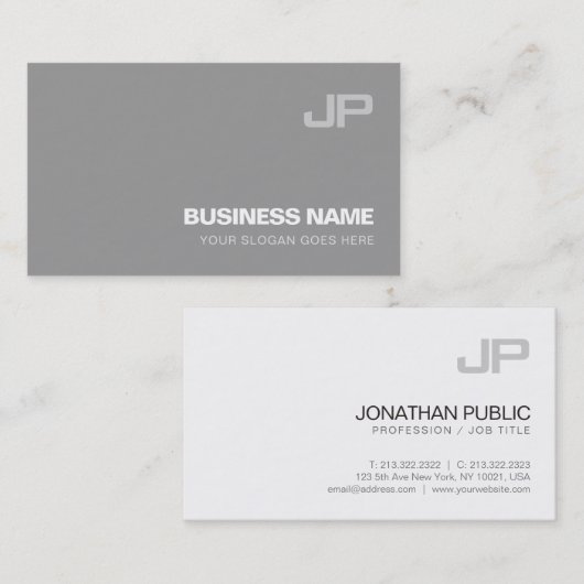 Creative Monogram Design Modern Chic Plain Luxe Visitekaartje (Voorkant / Achterkant)