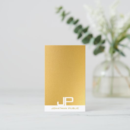 Creative Monogram Elegant Gold Sjabloon Moderne Visitekaartje (Staand voorkant)