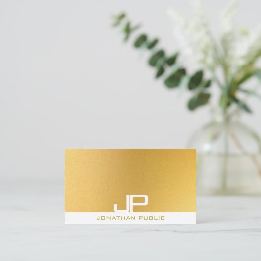 Creative Monogram Elegant Moderne Gold Sjabloon Visitekaartje (Staand voorkant)