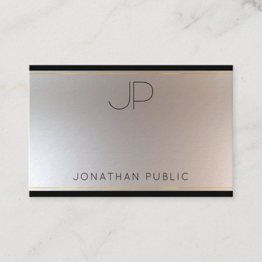 Creative Monogram Gold Silver Elegant Modern Luxe Visitekaartje (Voorkant)
