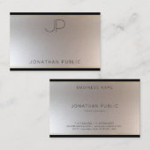 Creative Monogram Gold Silver Elegant Modern Luxe Visitekaartje (Voorkant / Achterkant)