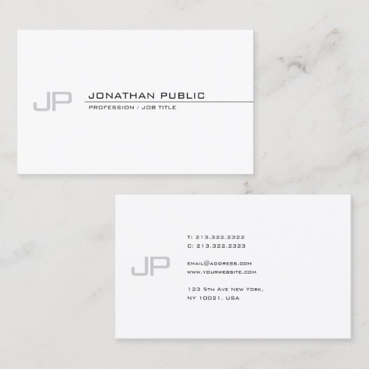 Creative Monogram Modern Professional Simple Plain Visitekaartje (Voorkant / Achterkant)