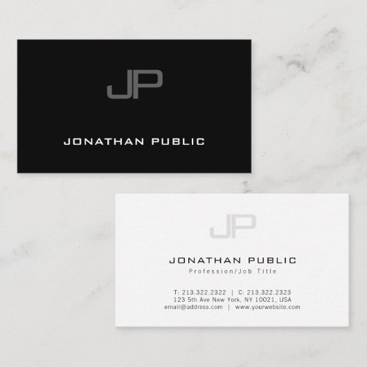 Creative Monogram Modern Trendy Minimalistic Plain Visitekaartje (Voorkant / Achterkant)