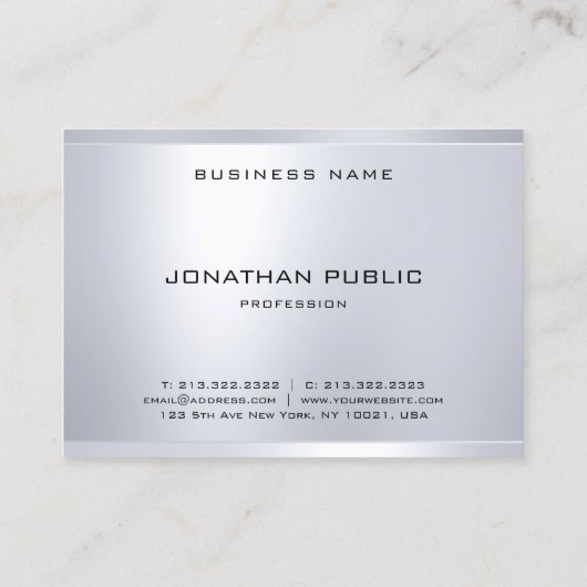 Creative Monogram Silver-look Clean Modern Plain Visitekaartje (Achterkant)