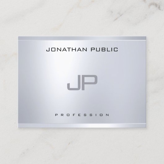 Creative Monogram Silver-look Clean Modern Plain Visitekaartje (Voorkant)