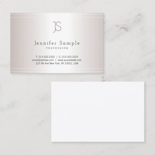 Creative Monogram Sjabloon Modern Silver Salon Visitekaartje (Voorkant / Achterkant)