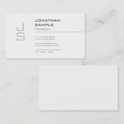 Creative Monogram Slank Design Trendy Modern Plain Visitekaartje (Voorkant / Achterkant)