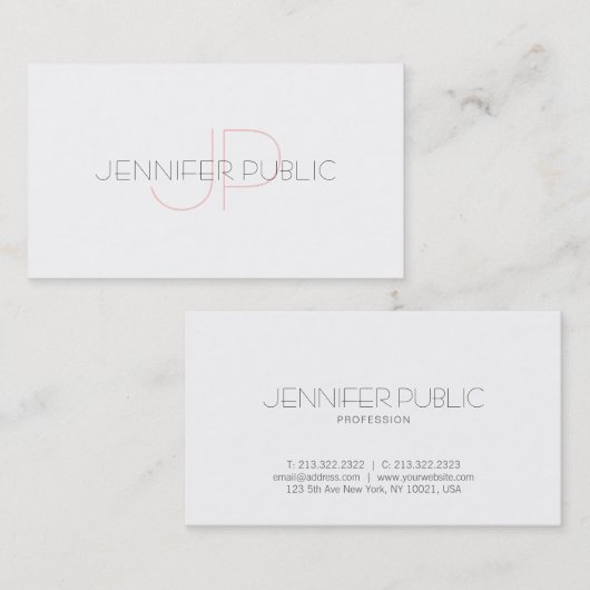 Creative Monogram Sleek Plain Luxe Design Trendy Visitekaartje (Voorkant / Achterkant)