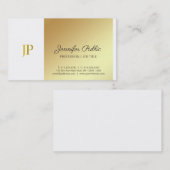 Creative Monogram White en Gold Plain Luxury Visitekaartje (Voorkant / Achterkant)